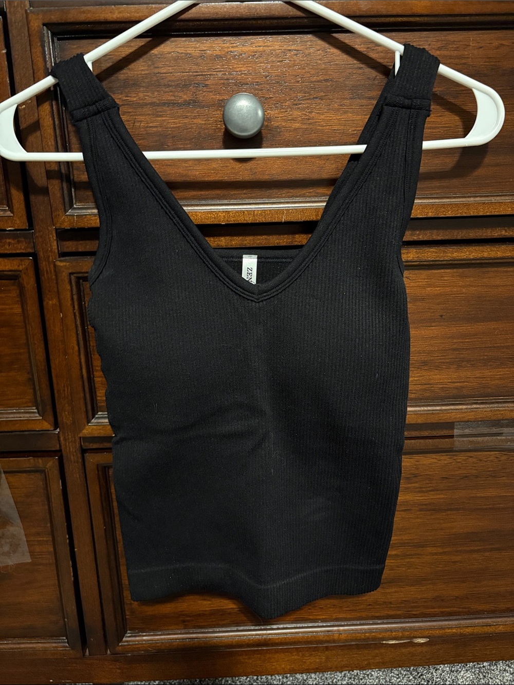 Zenana Black Ribbed V-Neck Tank Top